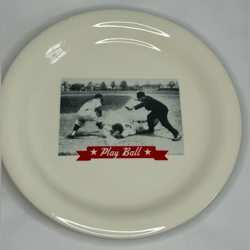 Vintage Pottery Barn Baseball Salad/Dessert Plate Set of 4